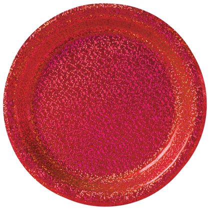 Red 7in Designer Cake Plates 8ct