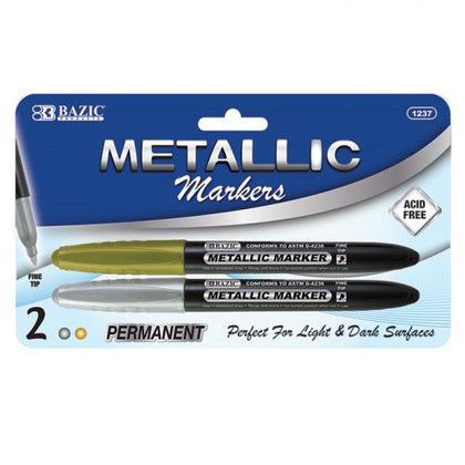 BAZIC Silver & Gold Metallic Markers 2ct