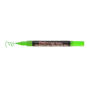 Use fine point Bistro Chalk Markers on chalkboards, light boards, windows, windshields, and most non-porous surfaces. A wonderful way to create chalkboard art to attract attention and increase sales. They are opaque, water based, pigmented, erasable with a damp cloth.  Specifications Pigmented Erasable with a damp cloth 3mm fine point tip Item# 482