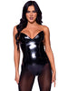 Vinyl Boned Bodysuit | Black