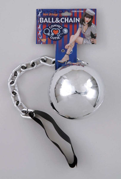 Silver ball and chain with black strap