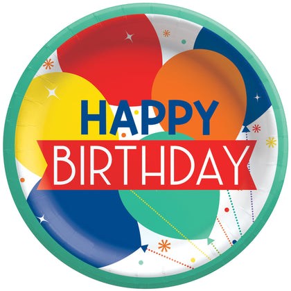 Balloon Fest 9in Paper Plates 8ct | Generic Birthday