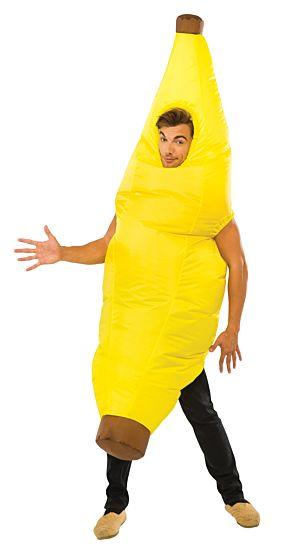 Yellow inflatable banana with fan