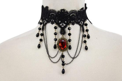 Red pendant with dangling beads