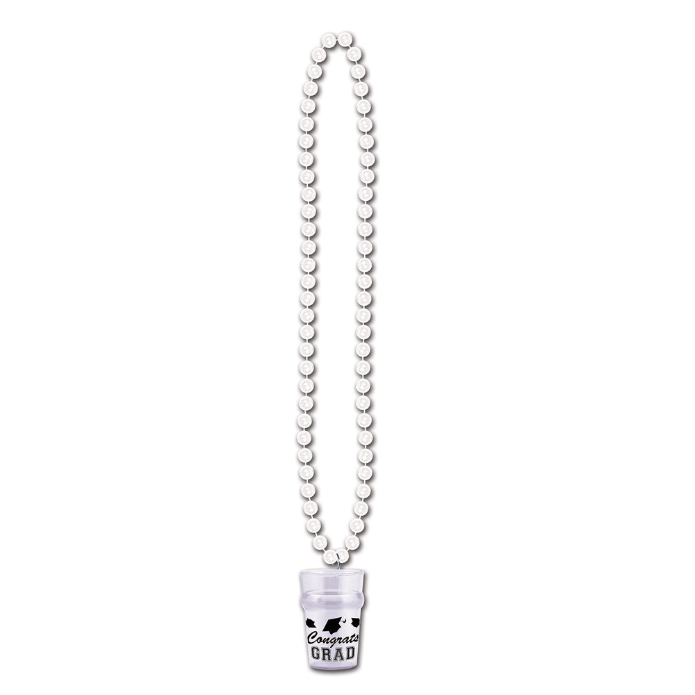 White Grad Shot Glass Necklace | Graduation