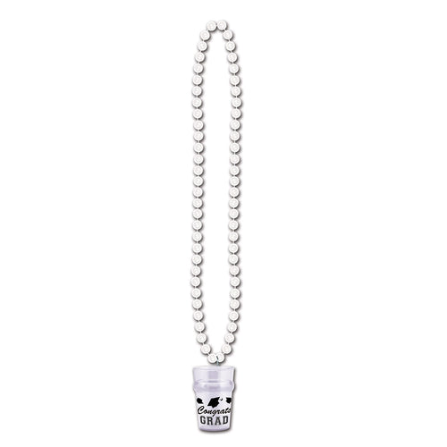 White Grad Shot Glass Necklace | Graduation