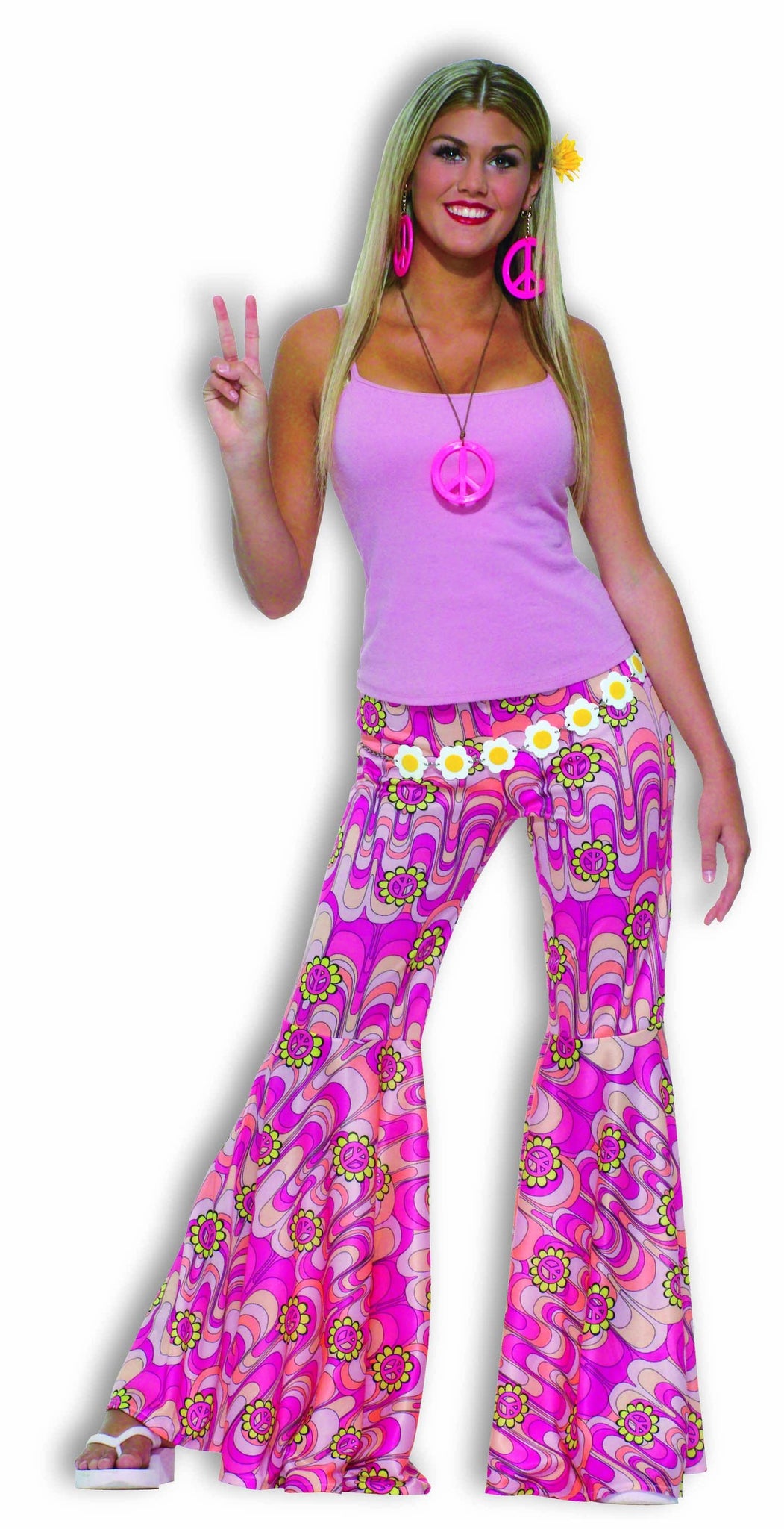 Groovy pink with yellow bell bottom pants