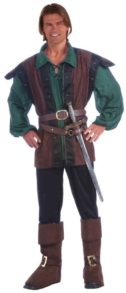 Brown belt with gold accents and holder for sword