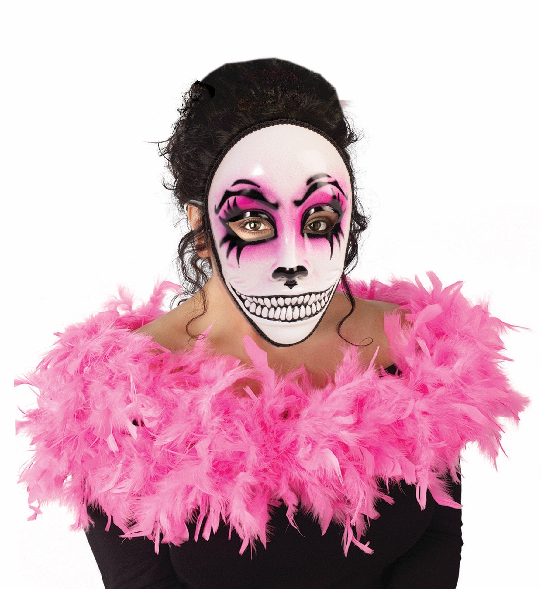 Skull with big smile and pink around eyes