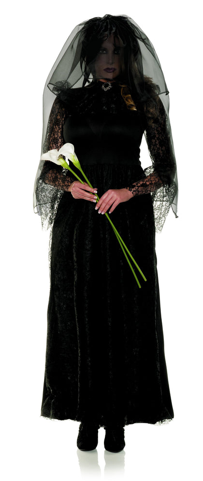 Black with lace sleeves and veil