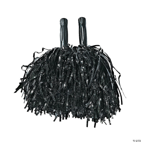 Black Metallic Cheer Pom-Poms 1pc