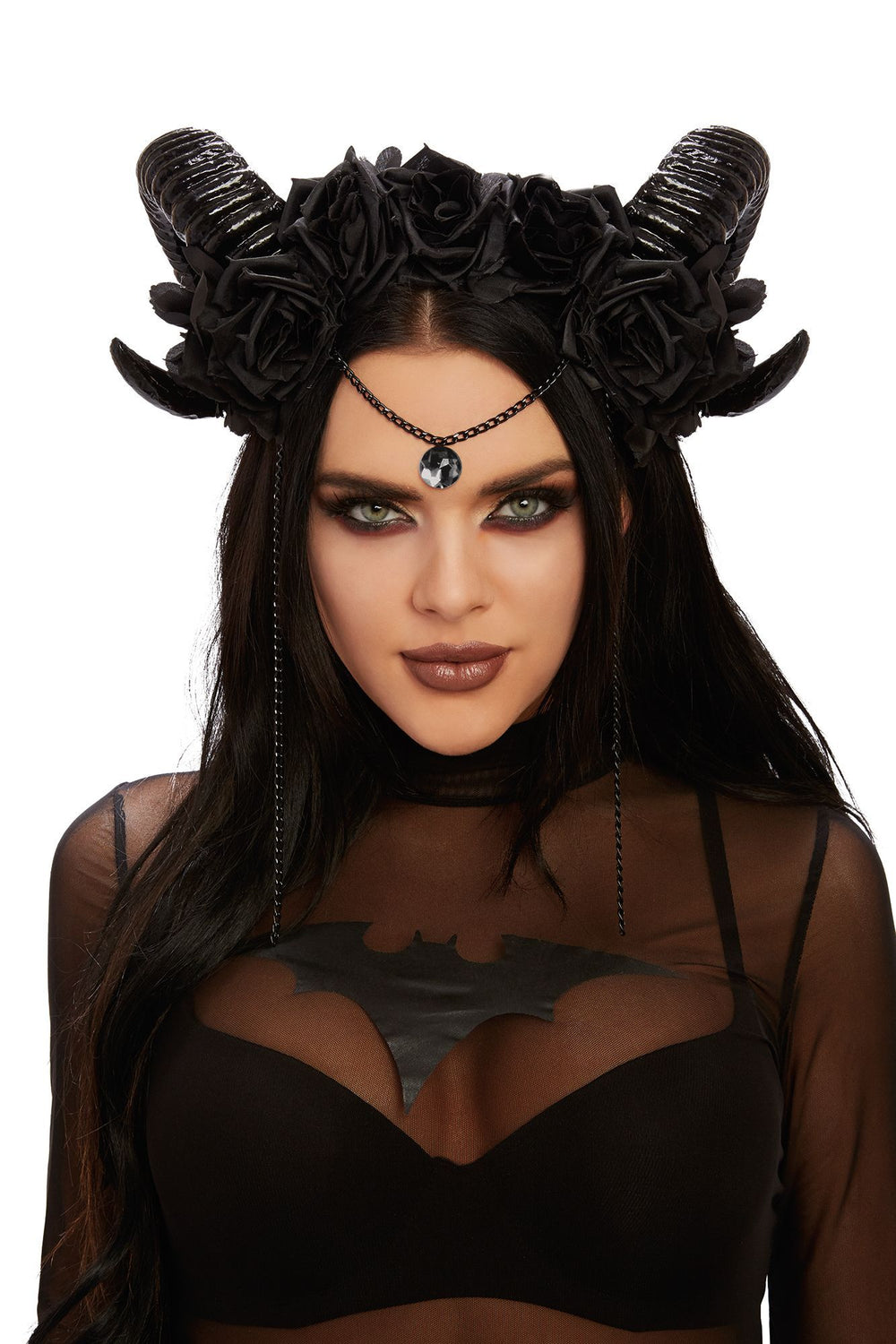 Black horns with black roses and chain detail