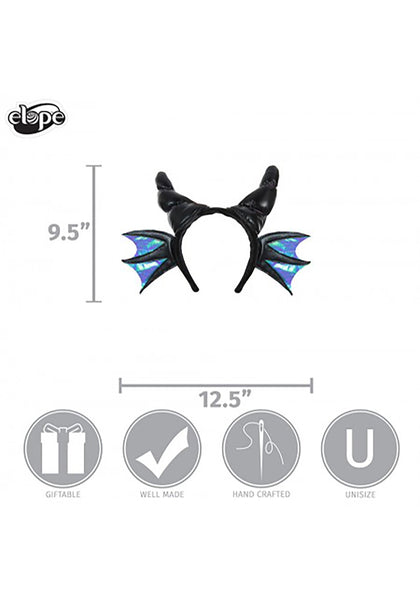 Black Stuffed Dragon Horns Headband