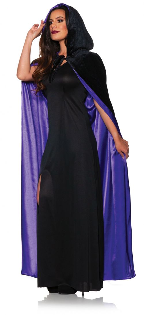 Black Velvet Cape | Purple Satin Lining