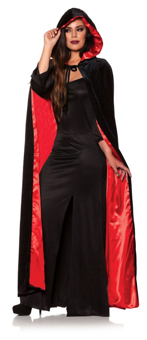 Black Velvet Cape | Red Satin Lining