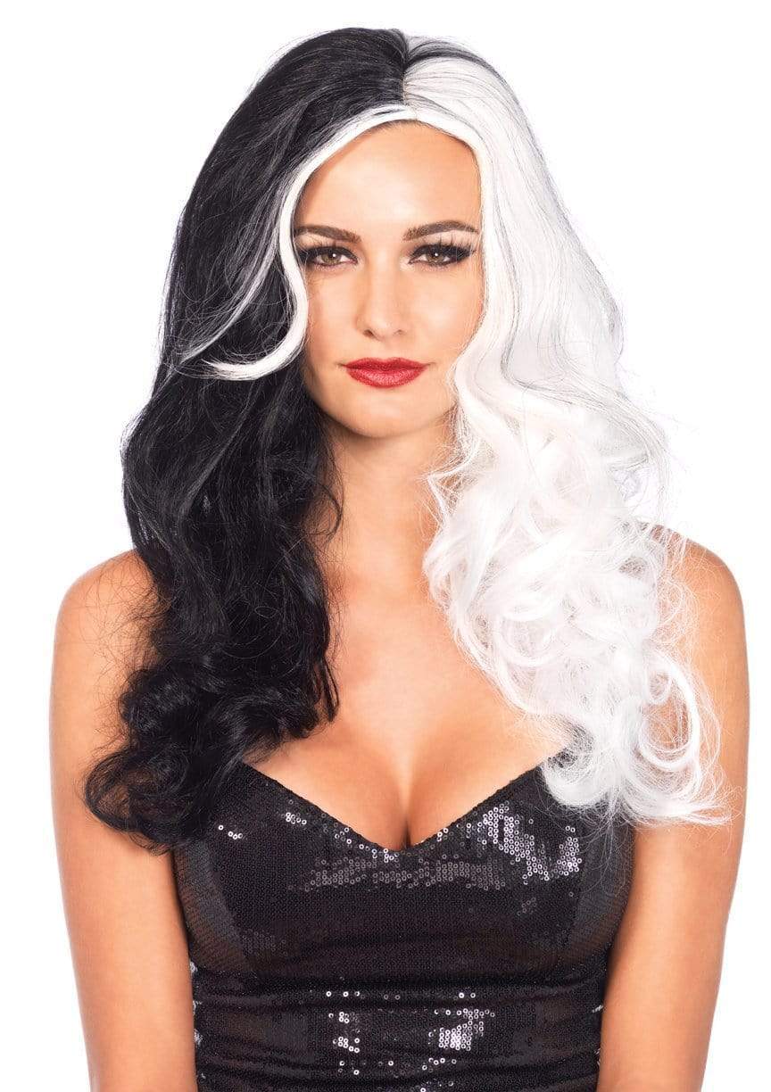 25" Black and White Wig