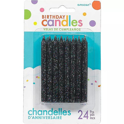 Black Glitter Spiral Candles  | Candles