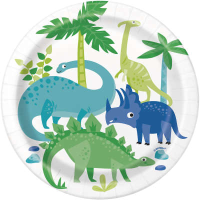 kids dino party cake plates