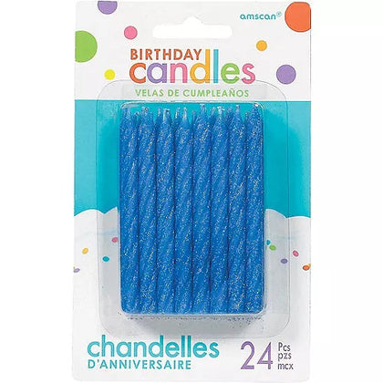 Blue Glitter Spiral Candles  | Candles