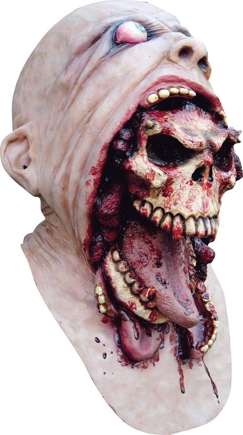 Thrown up skull with long tongue