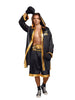 Black and gold robe, shorts, belt and black gloves