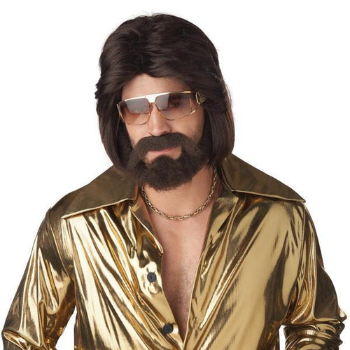 Brown Men's Wig and Facial Hair