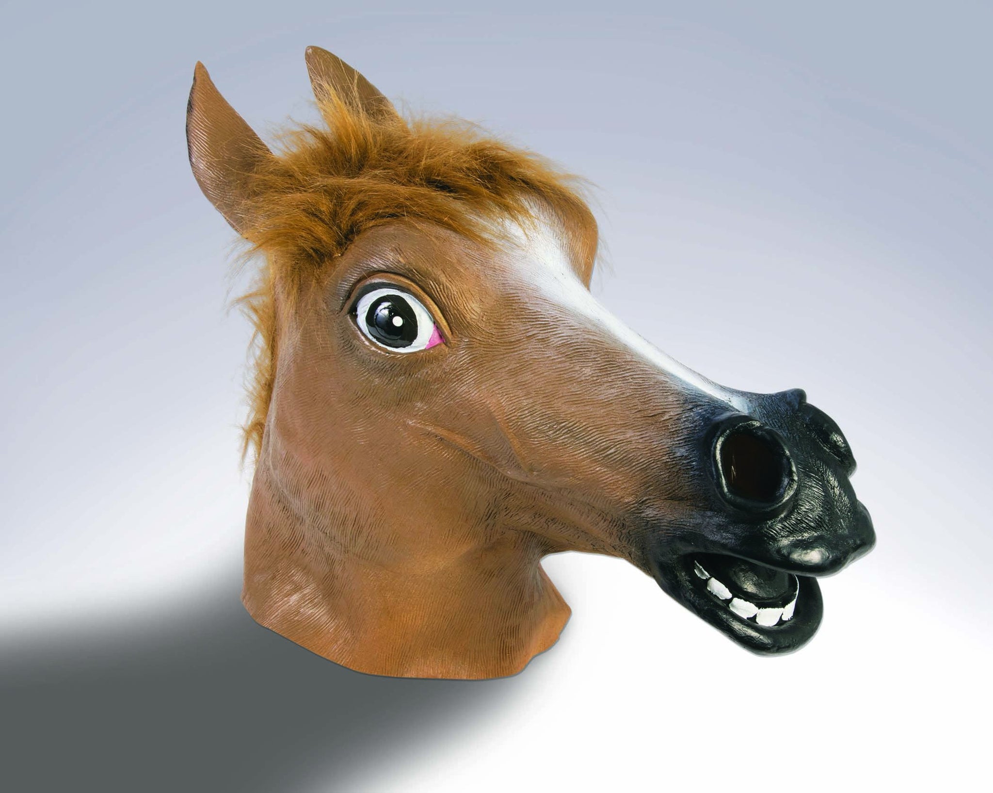 Brown mask with faux brown horse hair