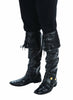 Faux leather, black boot covers with top ties