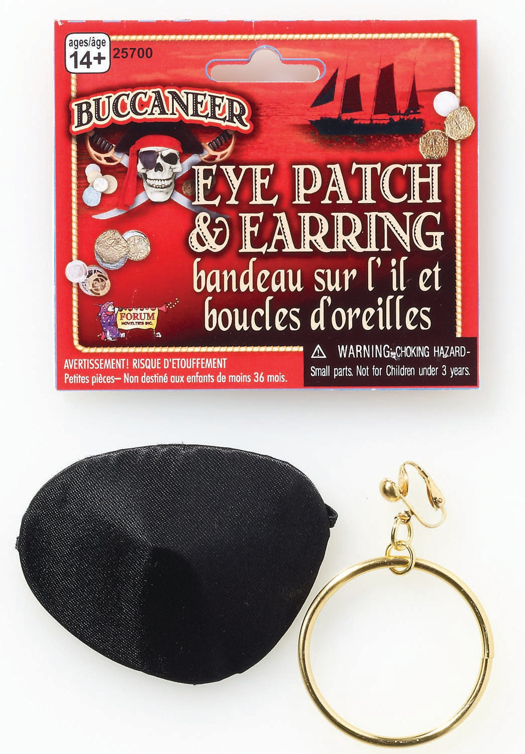 Satin eye patch and clip on earring