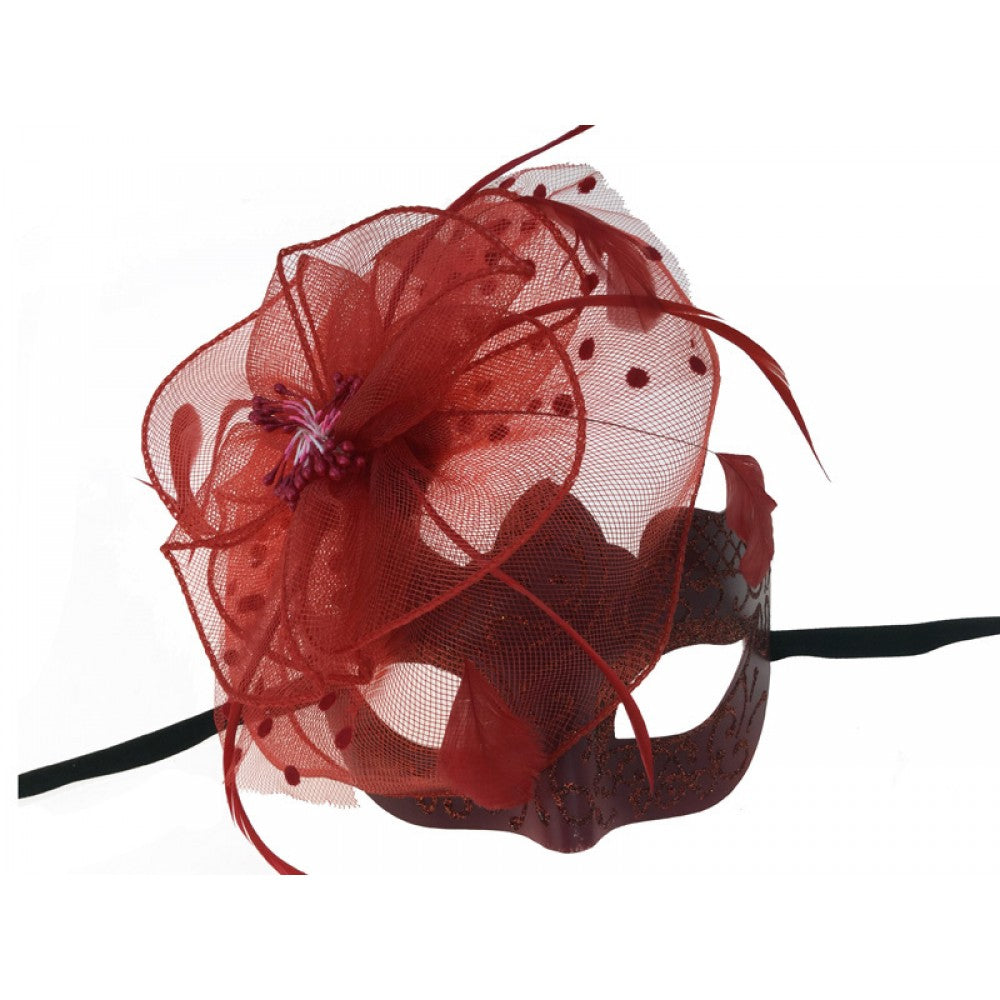 Burgundy Side Veil Eye Mask