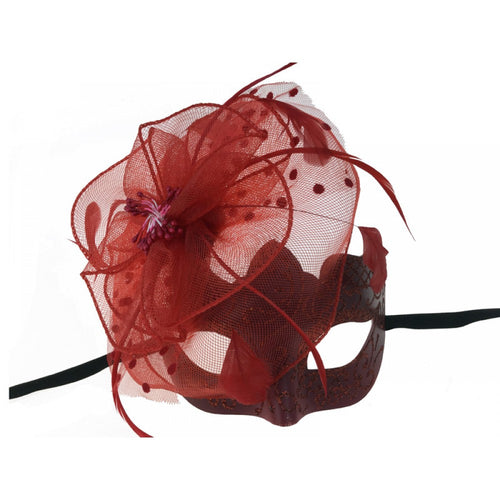 Burgundy Side Veil Eye Mask