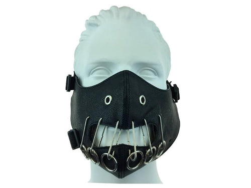 Silver and Black faux leather mask
