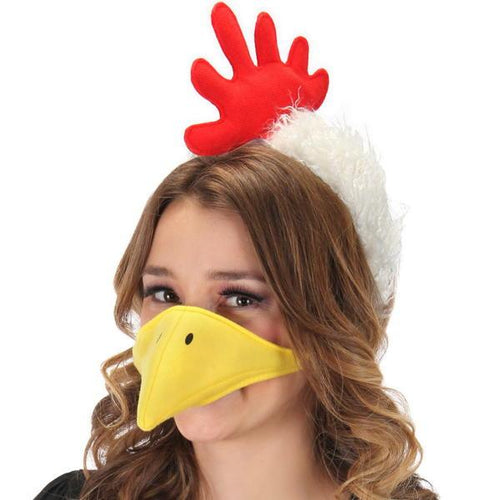 White and red headband and yellow beak