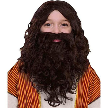 Long brown wig and beard