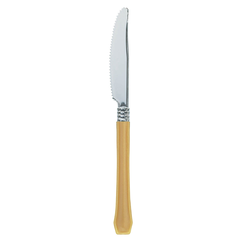 Silver Premium Plastic Knives 20ct | Metallic Gold