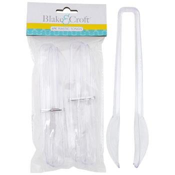 Clear Plastic Tongs 6.5in - 4pk