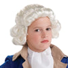 White colonial style wig with ponytail and ribbon