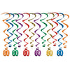 Colorful 60th Birthday Hanging Whirls