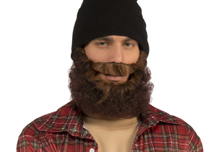 Curly Beard & Mustache with elastic strap