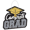 Congrats Grad Value Glitter Sign - Black, Silver, Gold