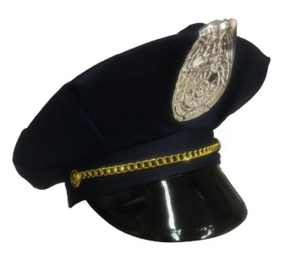 Police hat with silver molded badge