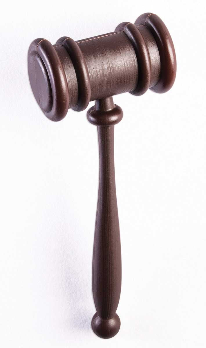 Brown plastic judge gavel