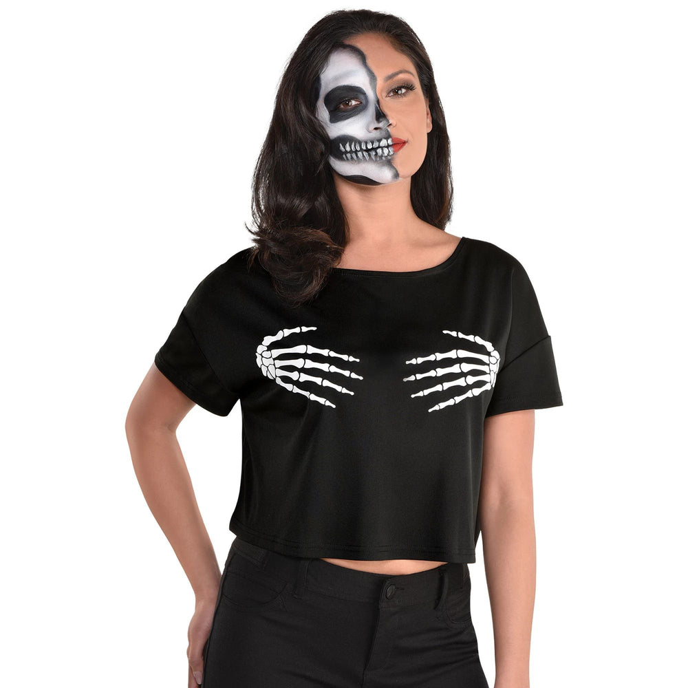 Cropped Top T-Shirt w/ Bone Hands - Small/Medium
