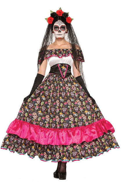 Sugar skull print dress and belt