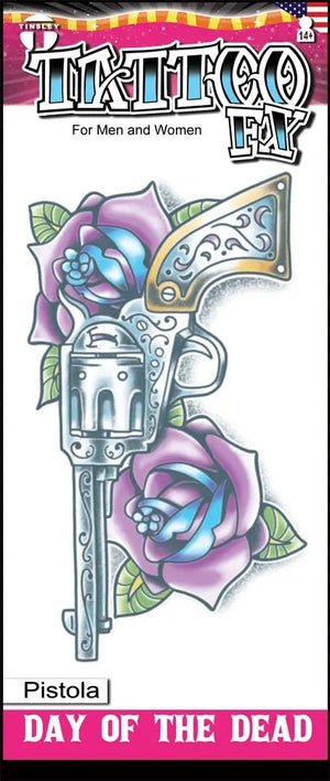 Day of the Dead Pistola Temporary Tattoo - Tinsley Transfers DOD-113