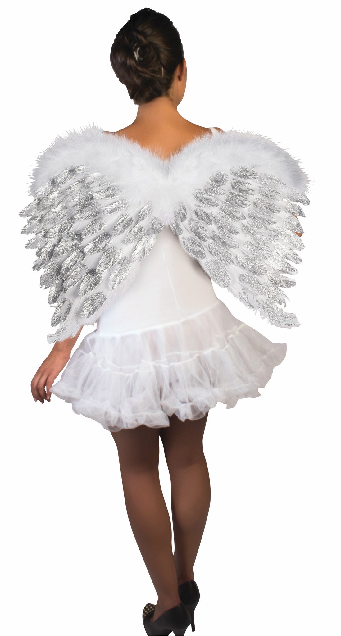 White and silver wings with feathers