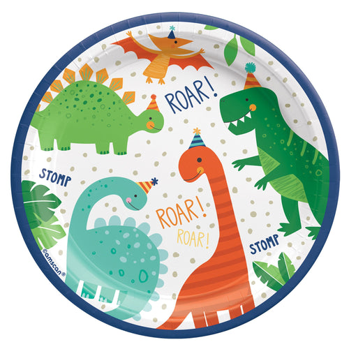 Dino-Mite 7in Round Plates 8ct | Kid's Birthday
