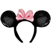Black sequin ears with pink bow