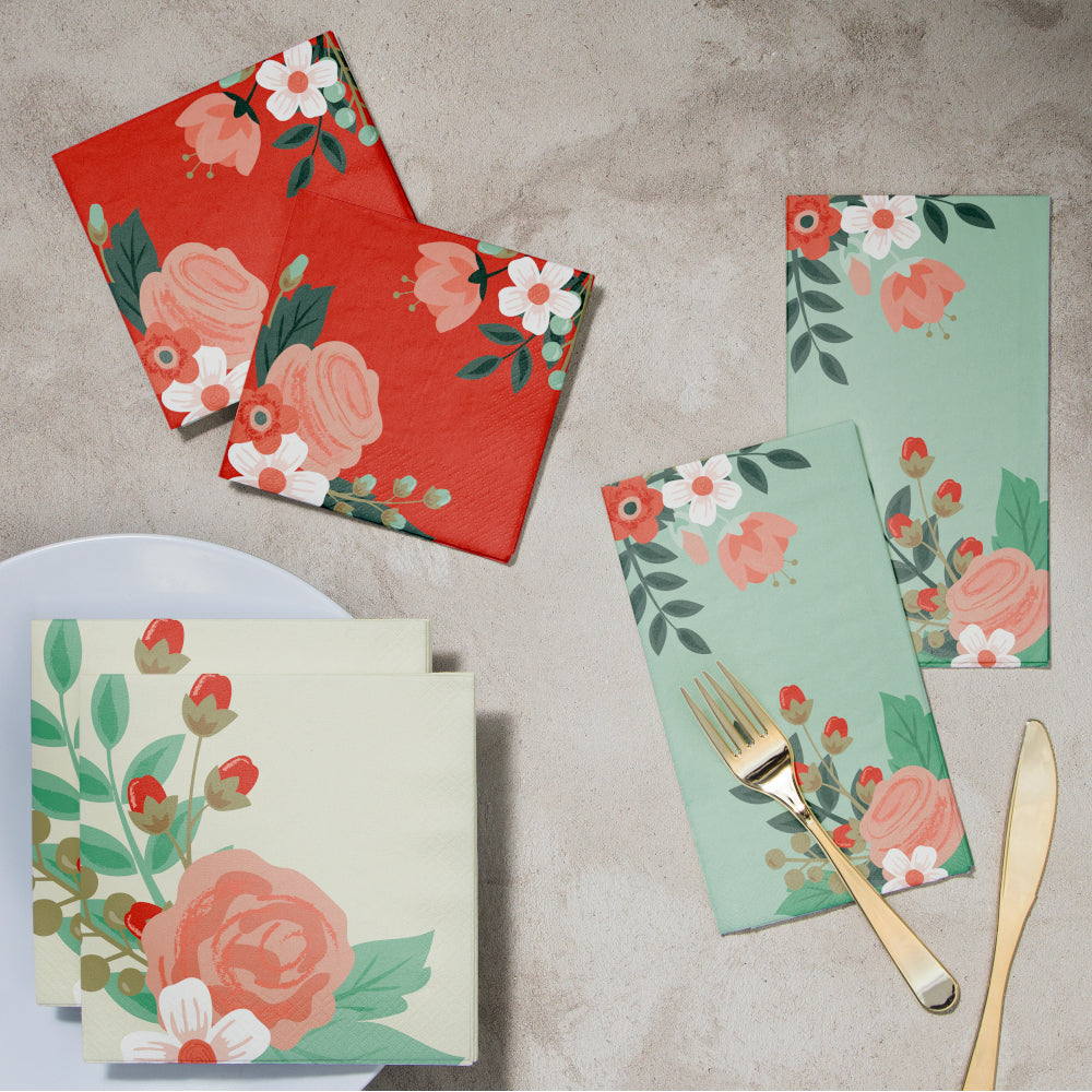 Bold Modern Floral Beverage Napkin 16ct | General Entertaining