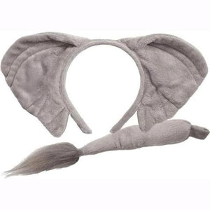 Soft grey headband and plush grey tail